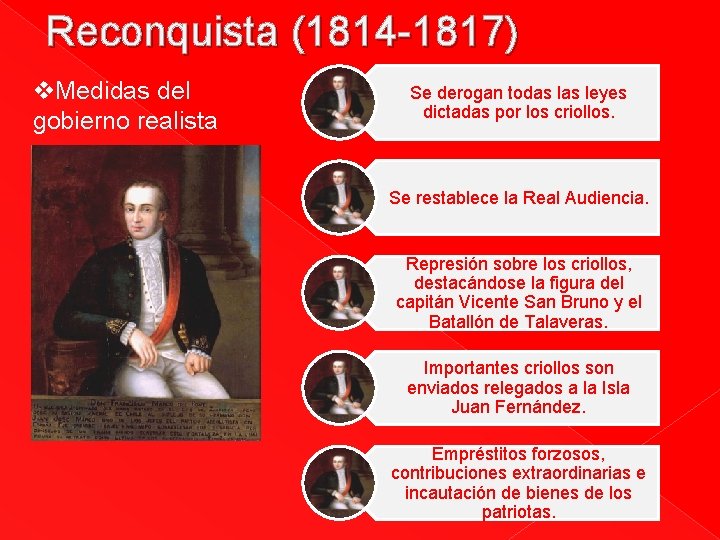 Reconquista (1814 -1817) v. Medidas del gobierno realista Se derogan todas leyes dictadas por Reconquista (1814 -1817) v. Medidas del gobierno realista Se derogan todas leyes dictadas por