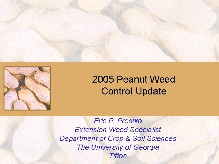 2005 Peanut Weed Control Update Eric P. Prostko Extension Weed Specialist Department of Crop