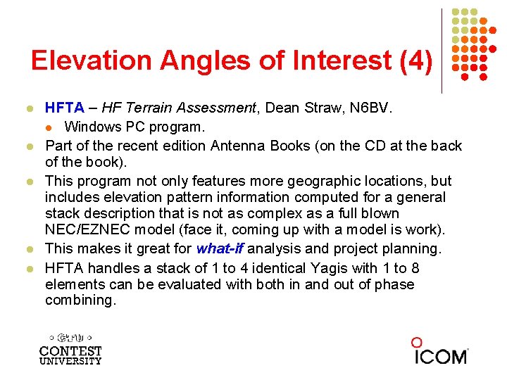 Elevation Angles of Interest (4) l l l HFTA – HF Terrain Assessment, Dean