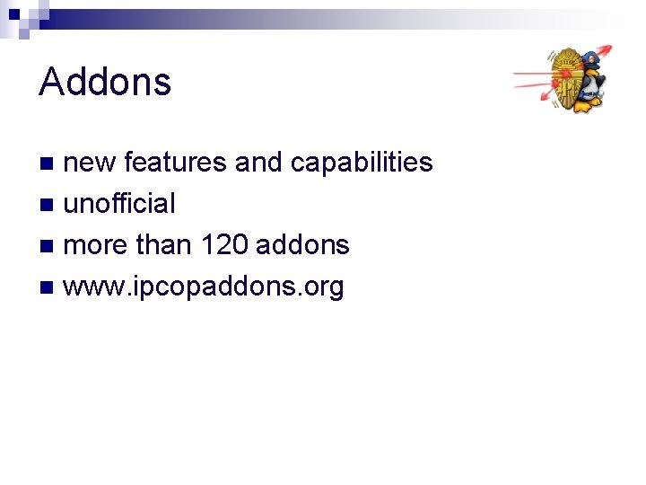 Addons new features and capabilities n unofficial n more than 120 addons n www.