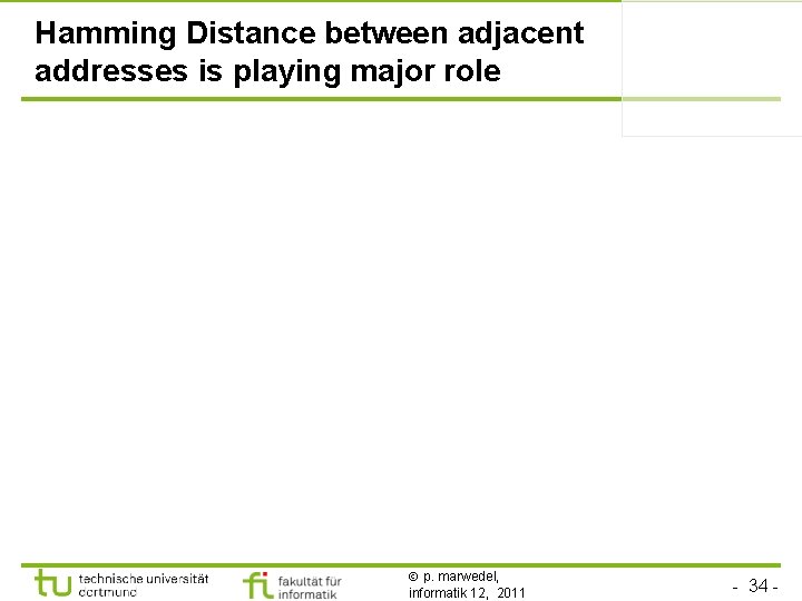 Hamming Distance between adjacent addresses is playing major role p. marwedel, informatik 12, 2011