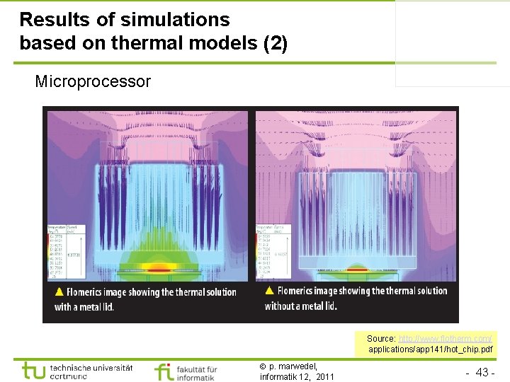 Results of simulations based on thermal models (2) Microprocessor Source: http: //www. flotherm. com/