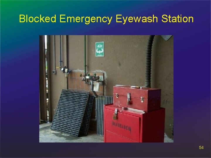 Blocked Emergency Eyewash Station 54 