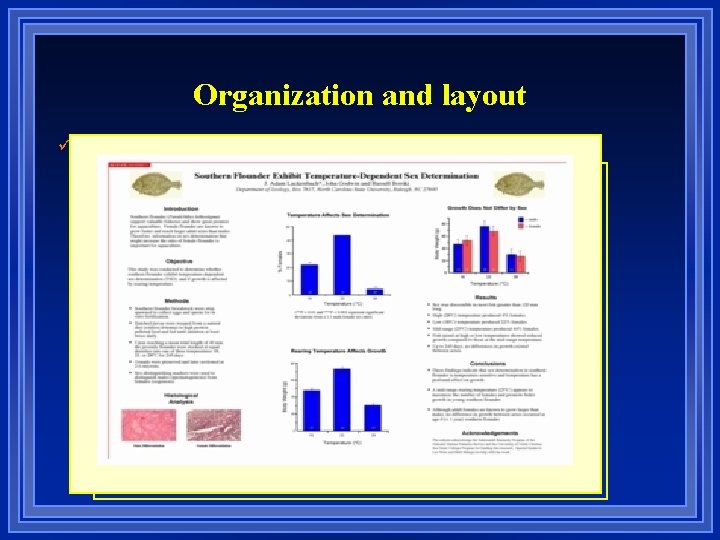 Organization and layout ü A general guide to poster layout: Conclusion Acknowledg ments References