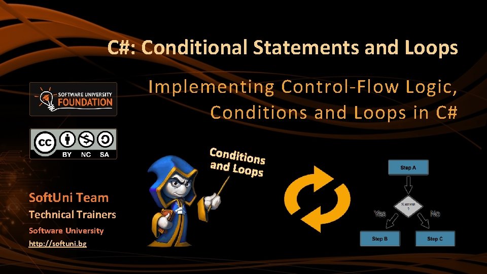 C#: Conditional Statements and Loops Implementing Control-Flow Logic, Conditions and Loops in C# Conditi