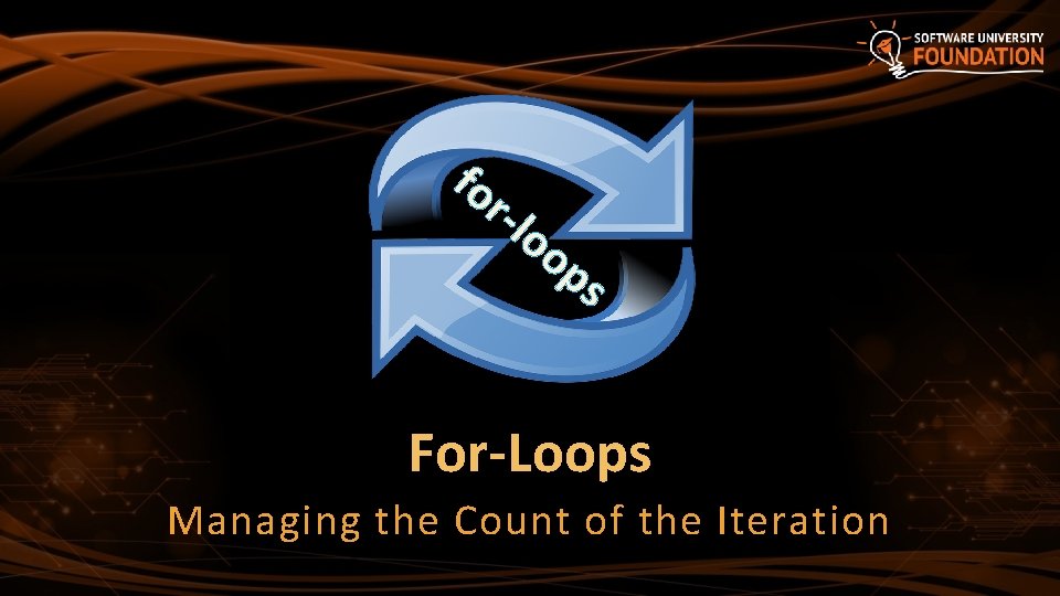 fo r-l oo ps For-Loops Managing the Count of the Iteration 