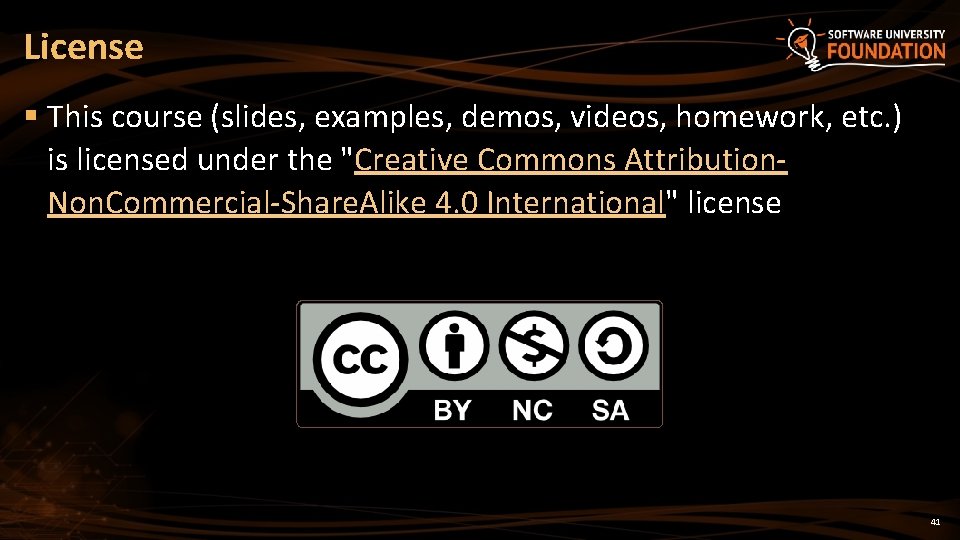 License § This course (slides, examples, demos, videos, homework, etc. ) is licensed under