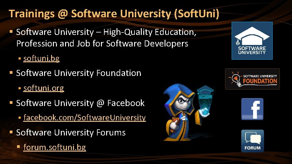 Trainings @ Software University (Soft. Uni) § Software University – High-Quality Education, Profession and