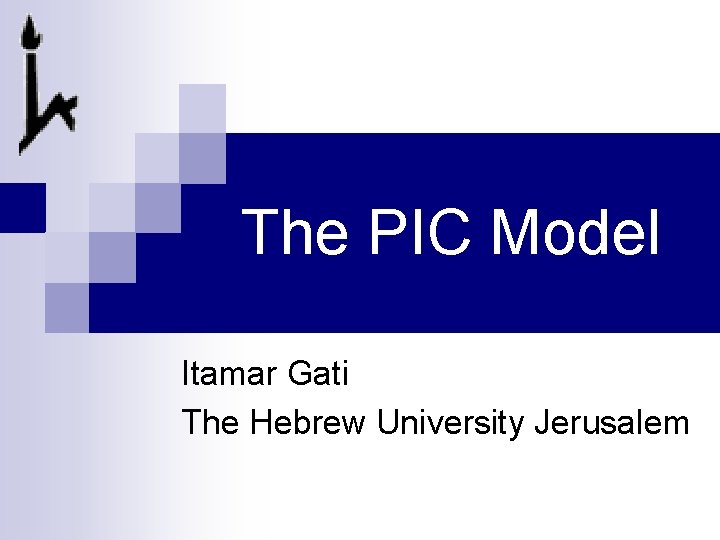 The PIC Model Itamar Gati The Hebrew University Jerusalem 