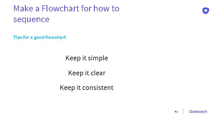 Make a Flowchart for how to sequence Tips for a good flowchart Keep it