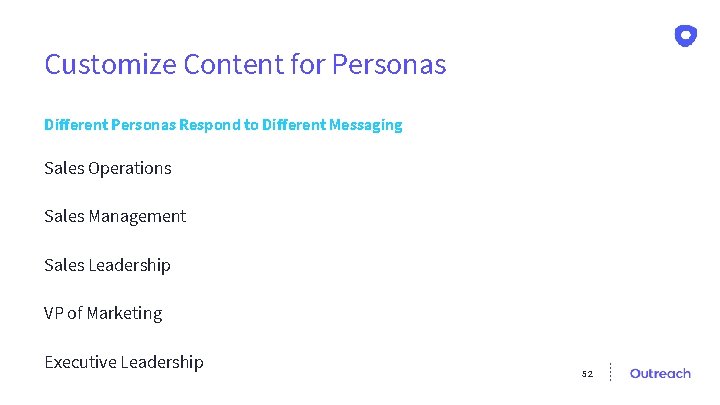 Customize Content for Personas Different Personas Respond to Different Messaging Sales Operations Sales Management