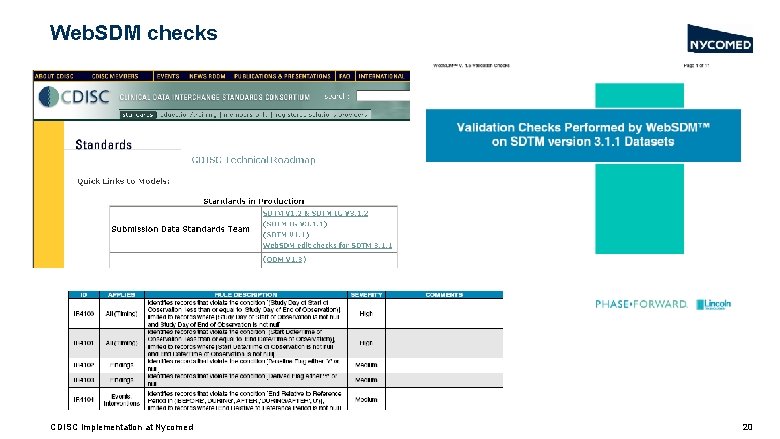 Web. SDM checks CDISC Implementation at Nycomed 20 