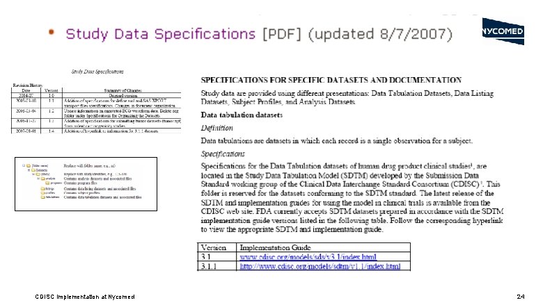 CDISC Implementation at Nycomed 24 