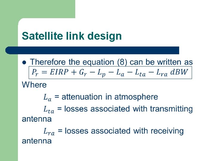 Satellite link design l 