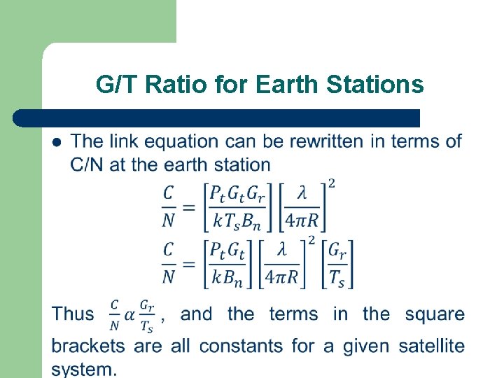 G/T Ratio for Earth Stations l 