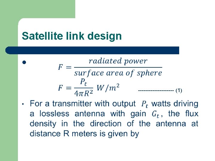 Satellite link design l ---------- (1) 