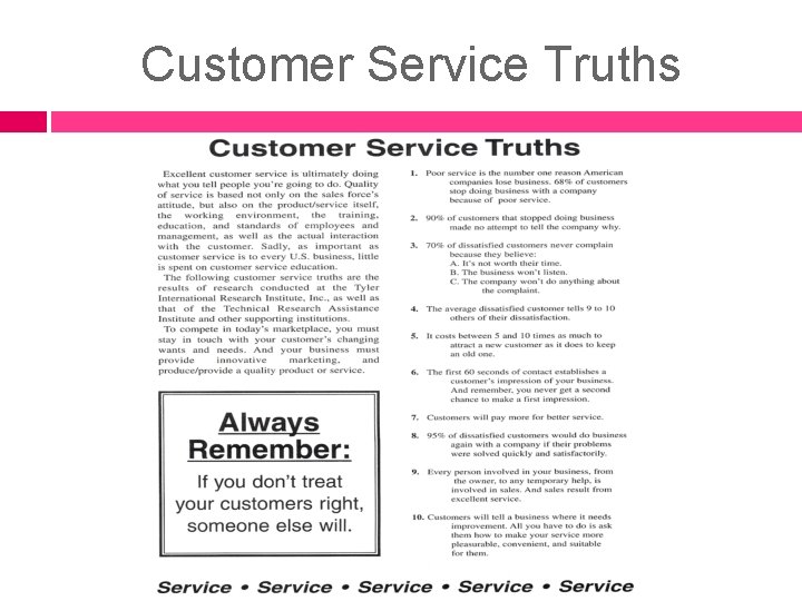 Customer Service Truths Customer Service Truths