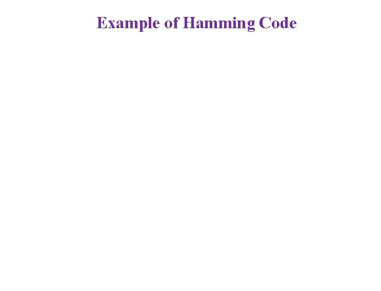 Example of Hamming Code 