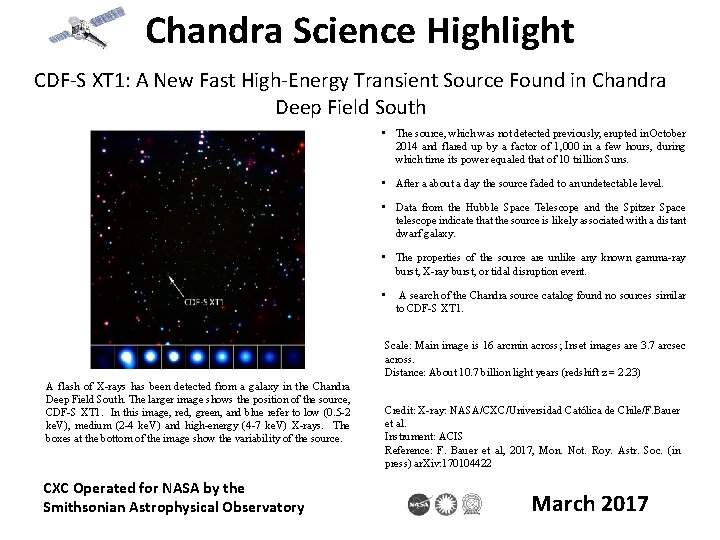 Chandra Science Highlight CDF-S XT 1: A New Fast High-Energy Transient Source Found in