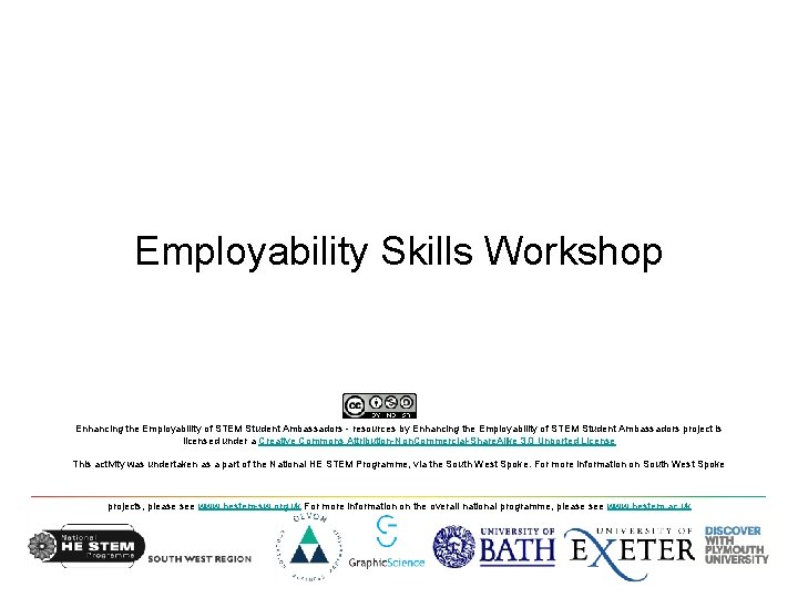 Employability Skills Workshop Enhancing the Employability of STEM Student Ambassadors - resources by Enhancing