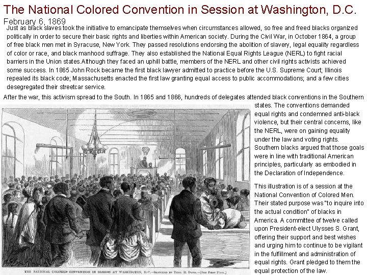 The National Colored Convention in Session at Washington, D. C. February 6, 1869 Just