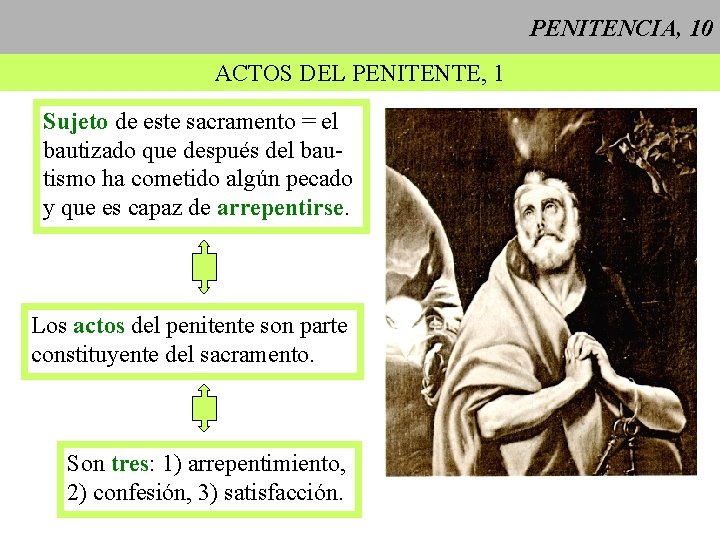 PENITENCIA, 10 ACTOS DEL PENITENTE, 1 Sujeto de este sacramento = el bautizado que PENITENCIA, 10 ACTOS DEL PENITENTE, 1 Sujeto de este sacramento = el bautizado que