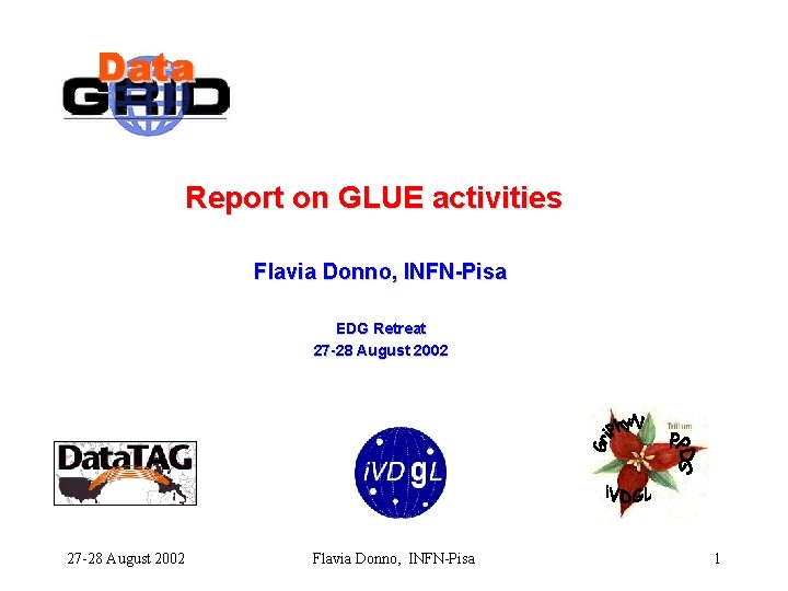 Report on GLUE activities Flavia Donno, INFN-Pisa EDG Retreat 27 -28 August 2002 Flavia