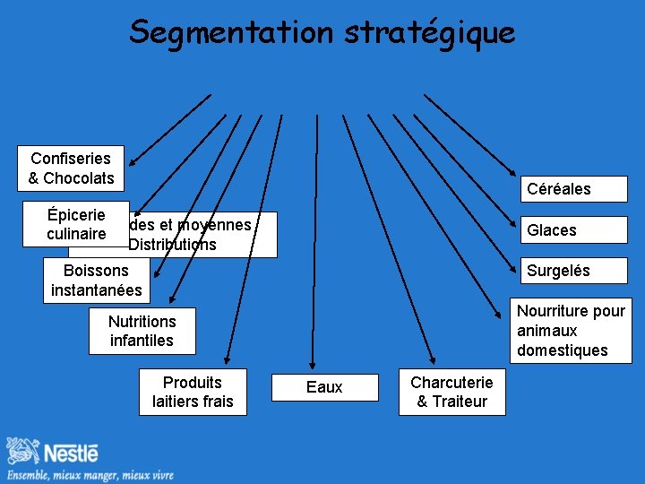 Segmentation stratégique Confiseries & Chocolats Céréales Épicerie Grandes et moyennes culinaire Distributions Glaces Boissons