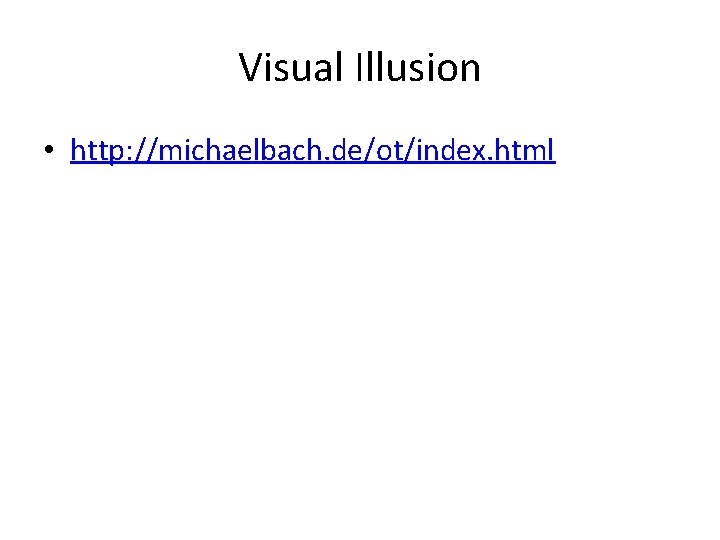 Visual Illusion • http: //michaelbach. de/ot/index. html 