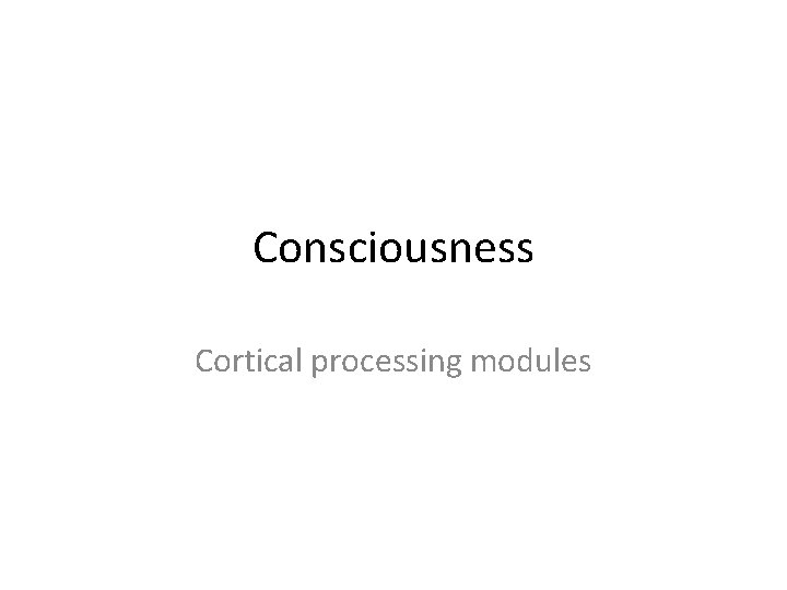 Consciousness Cortical processing modules 