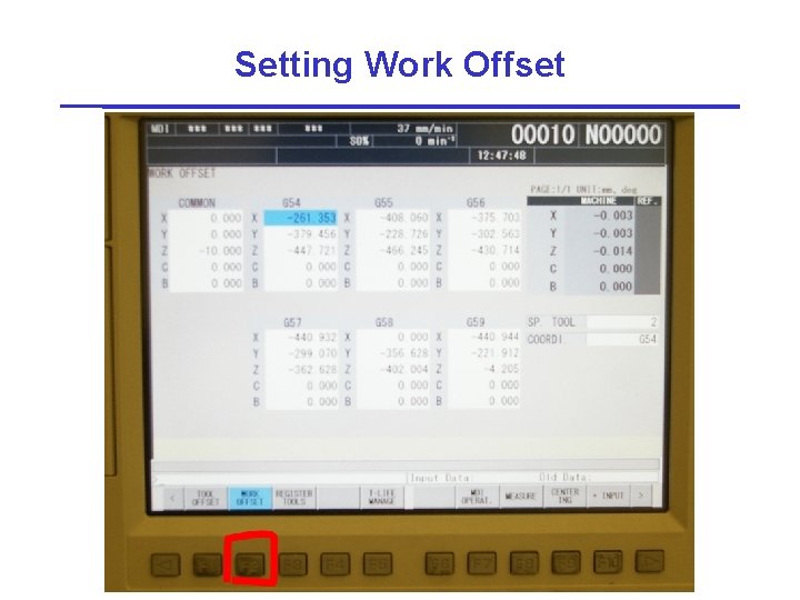 Setting Work Offset 