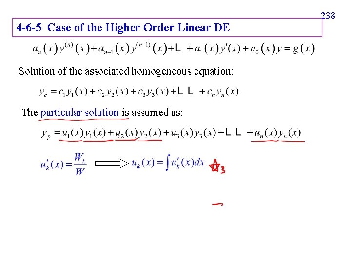 238 4 -6 -5 Case of the Higher Order Linear DE Solution of the