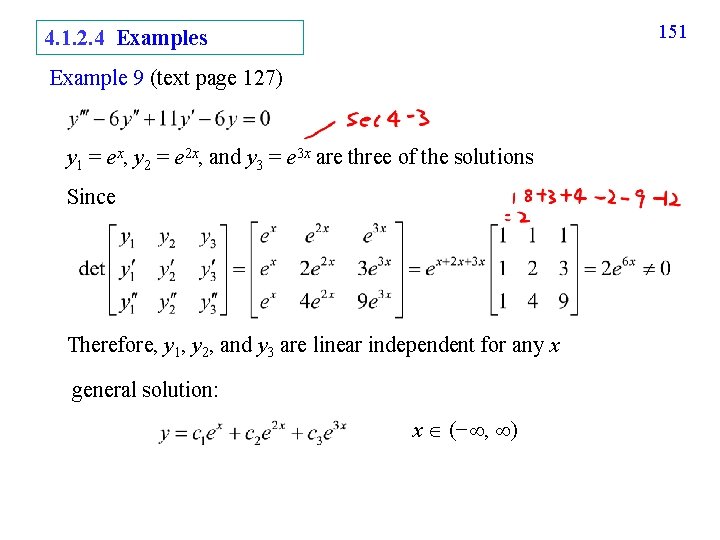 151 4. 1. 2. 4 Examples Example 9 (text page 127) y 1 =