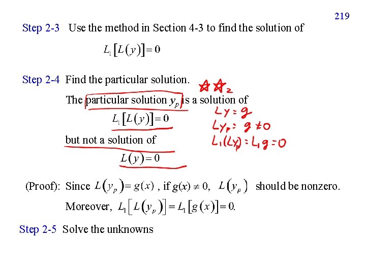 219 Step 2 -3 Use the method in Section 4 -3 to find the