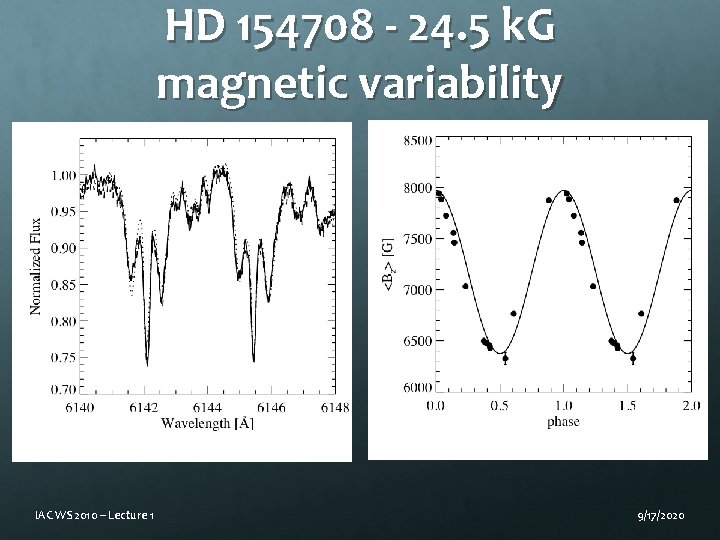 HD 154708 - 24. 5 k. G magnetic variability IAC WS 2010 – Lecture