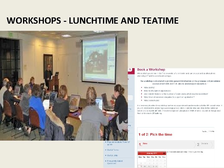 WORKSHOPS - LUNCHTIME AND TEATIME 