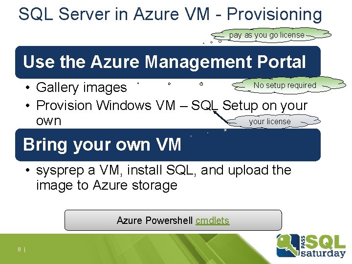 SQL Server in Azure VM - Provisioning pay as you go license Use the