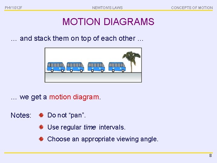 PHY 1012 F NEWTON’S LAWS CONCEPTS OF MOTION DIAGRAMS … and stack them on