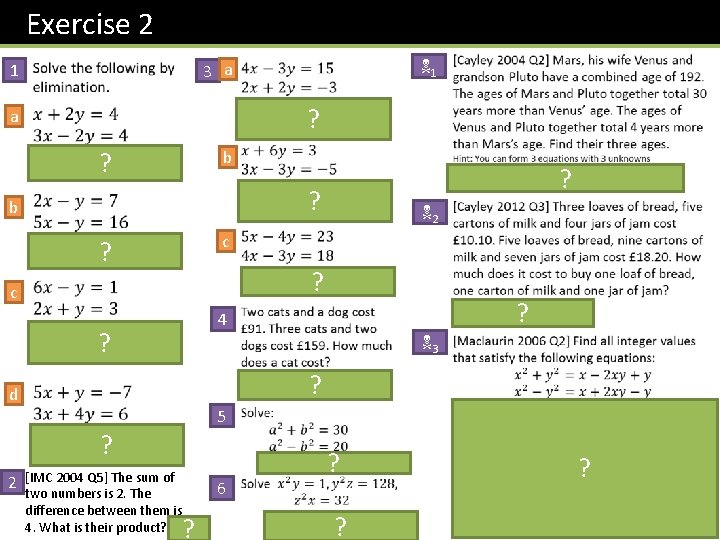 Exercise 2 1 ? a ? b ? ? b N 2 c ?