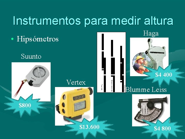 Instrumentos para medir altura Haga • Hipsómetros Suunto $4 400 Vertex Blumme Leiss $800