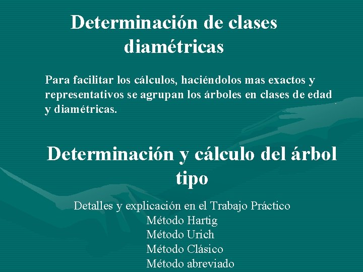 Determinación de clases diamétricas Para facilitar los cálculos, haciéndolos mas exactos y representativos se