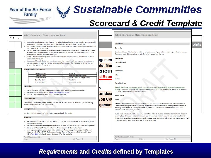 Sustainable Communities Scorecard & Credit Template Requirements I n t e g r iand