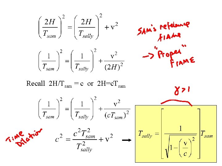 Recall 2 H/Tsam = c or 2 H=c. Tsam 