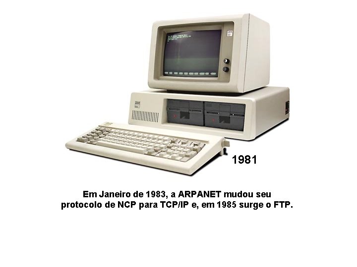 1981 Em Janeiro de 1983, a ARPANET mudou seu protocolo de NCP para TCP/IP
