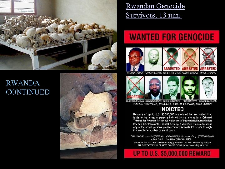 Rwandan Genocide Survivors, 13 min. RWANDA CONTINUED Rwandan Genocide Survivors, 13 min. RWANDA CONTINUED