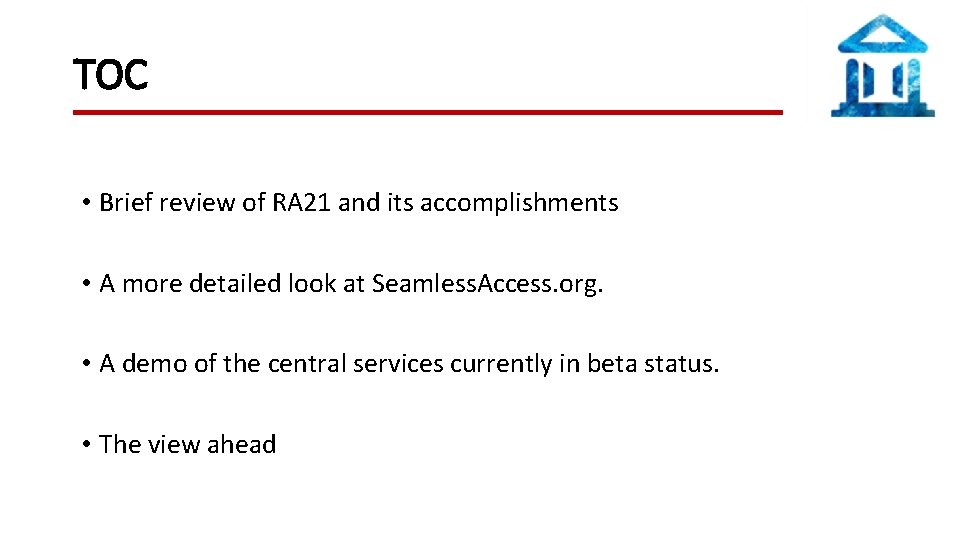 TOC • Brief review of RA 21 and its accomplishments • A more detailed