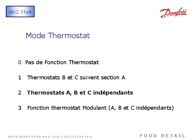 AKC 11 x. A Mode Thermostat 0 Pas de Fonction Thermostat 1 Thermostats B