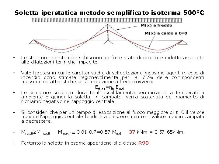 Soletta iperstatica metodo semplificato isoterma 500°C • Le strutture iperstatiche subiscono un forte stato