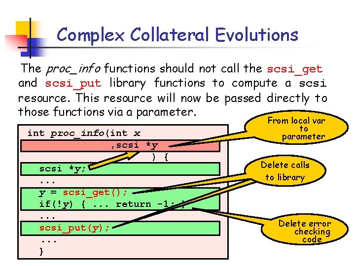 Complex Collateral Evolutions The proc_info functions should not call the scsi_get and scsi_put library