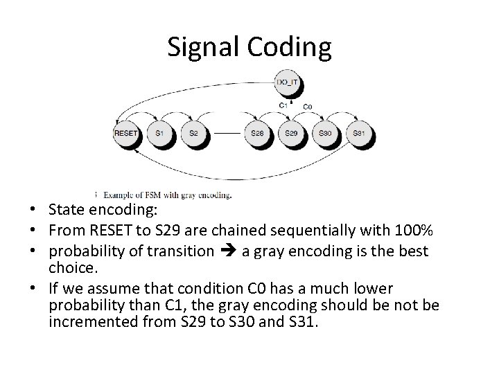 Signal Coding • State encoding: • From RESET to S 29 are chained sequentially